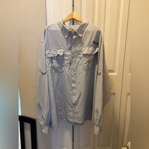 Habit UPF 40+ Vented Fishing Shirt Light Gray 4XL, extra buttons, like new